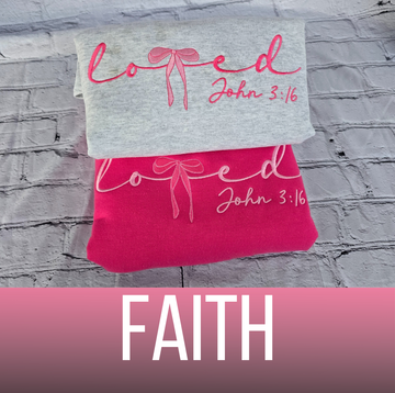 Embrace Comfort and Inspiration with the Faith Sweatshirt from Nurture & Faith Embroidery