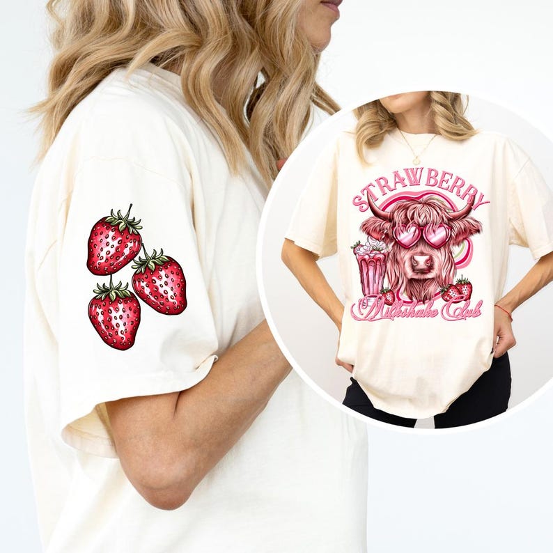 Cute Cow Sweatshirt, Strawberry Milkshake Sweatshirt