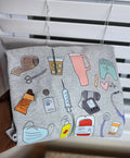 Short Sleeve Nurse T Shirts with Medical Doodles gray