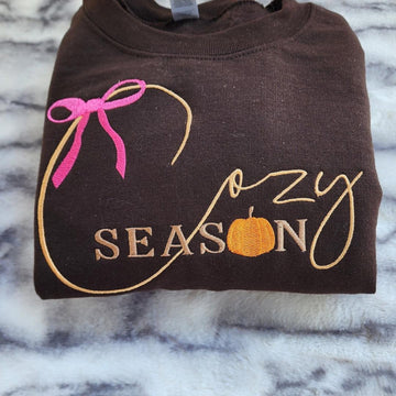 Cozy Season Fall Embroidered Sweatshirt, Long Sleeve Sweatshirt