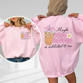 Trendy pink and white sweatshirt for coffee enthusiasts