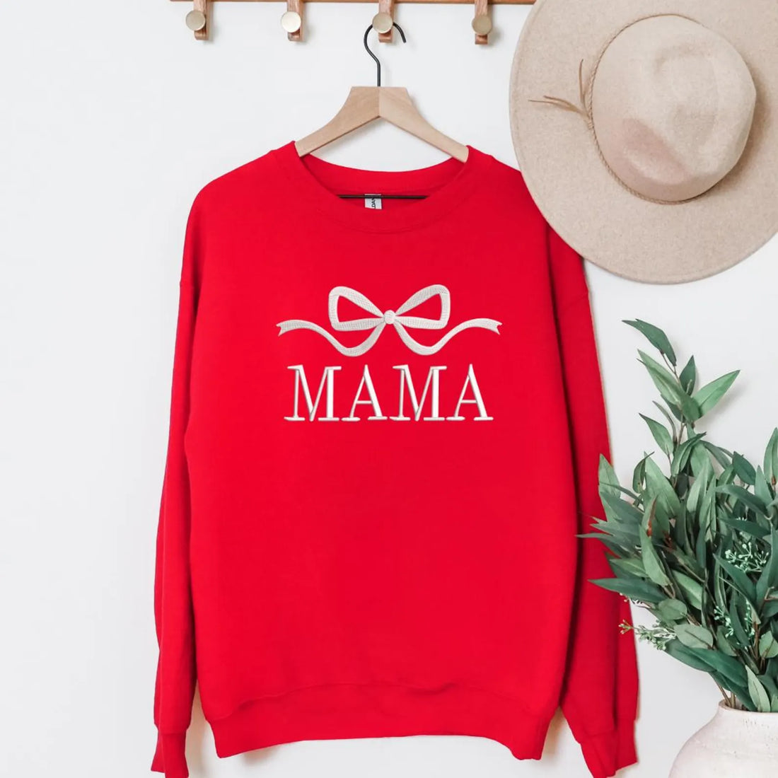 Bow Mama Sweatshirt – Personalized Crewneck red