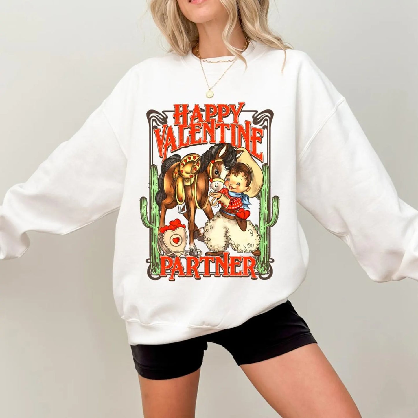 Valentine Partner Sweatshirt, Personalized Graphic Crewneck Sweatshirt