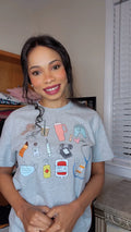 Short Sleeve Nurse T Shirts with Medical Doodles colours