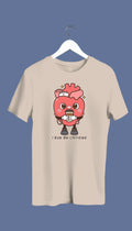 A  crewneck sweatshirt with a graphic of an anatomical heart holding a coffee cup and the phrase 'I live on caffeine.'.