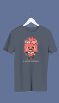 A  crewneck sweatshirt with a graphic of an anatomical heart holding a coffee cup and the phrase 'I live on caffeine.'.