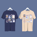 Tow sweatshirt with hand-drawn medical doodles including a stethoscope, syringe, band-aids, and a steaming cup of coffee.