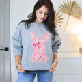 close-up of embroidery on mommy and me easter shirts